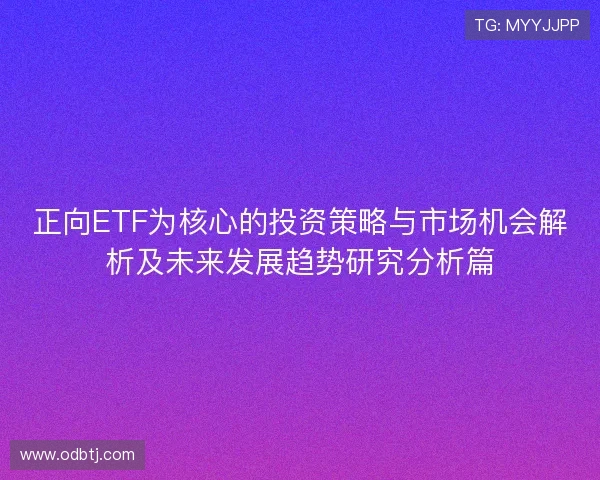 正向ETF为核心的投资策略与市场机会解析及未来发展趋势研究分析篇